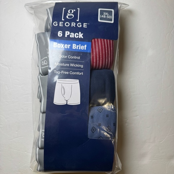 George Men's Regular Leg Boxer Briefs, 6-Pack - Picture 5 of 6